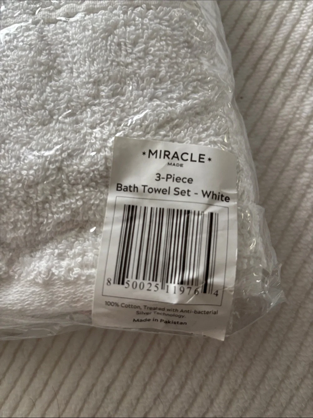 Miracle White 3-Piece Bath Towel Set